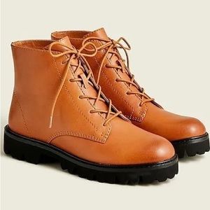J. Crew - Gwen lug-sole lace-up boots in polished leather